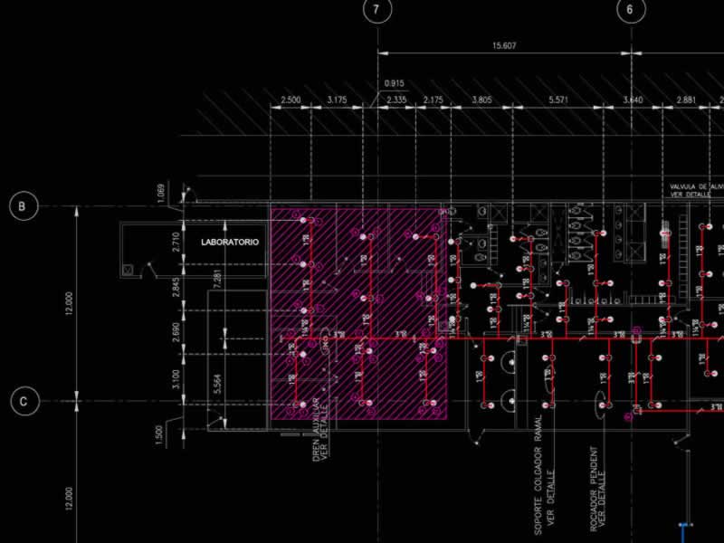 Plano de sistema de rociadores, seguridad contra incendio