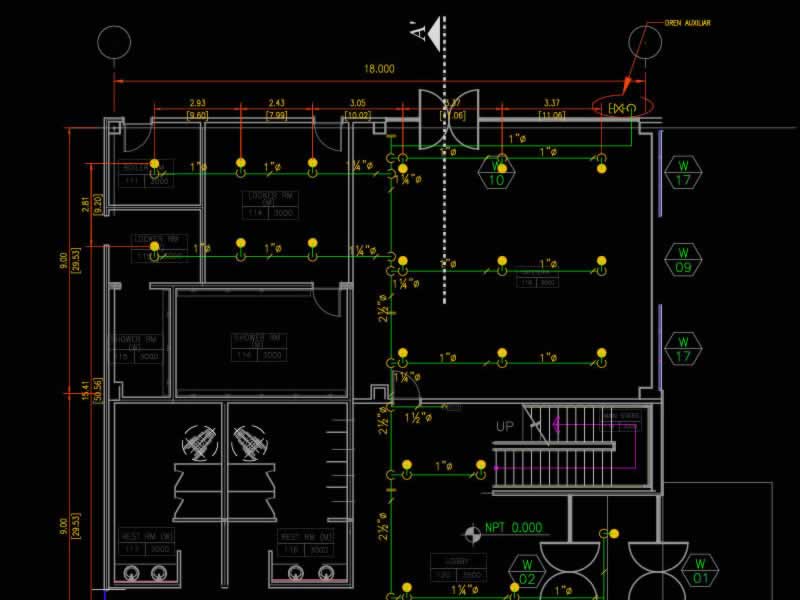 Sistema de rociadores en almacén, seguridad contra incendio